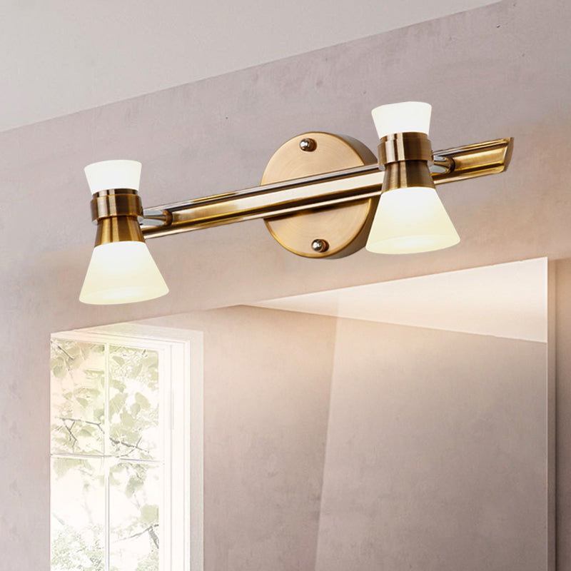 Skørter | Tilted Bathroom Wall Vanity Light Traditionalist Metal 1/2/3-Light LED Brass Wall Lighting Fixture in Warm/White Light