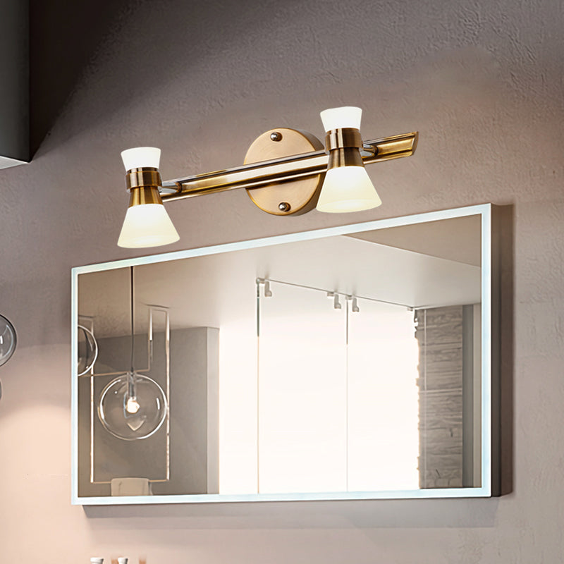 Skørter | Tilted Bathroom Wall Vanity Light Traditionalist Metal 1/2/3-Light LED Brass Wall Lighting Fixture in Warm/White Light
