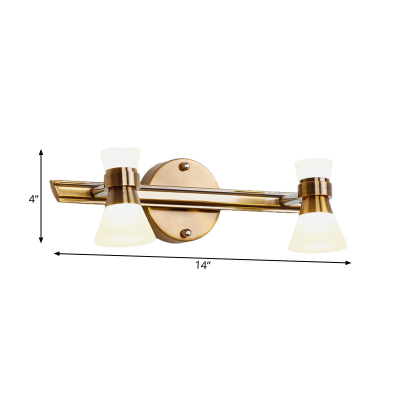 Skørter | Tilted Bathroom Wall Vanity Light Traditionalist Metal 1/2/3-Light LED Brass Wall Lighting Fixture in Warm/White Light