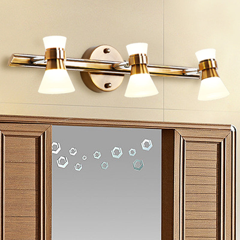 Skørter | Tilted Bathroom Wall Vanity Light Traditionalist Metal 1/2/3-Light LED Brass Wall Lighting Fixture in Warm/White Light