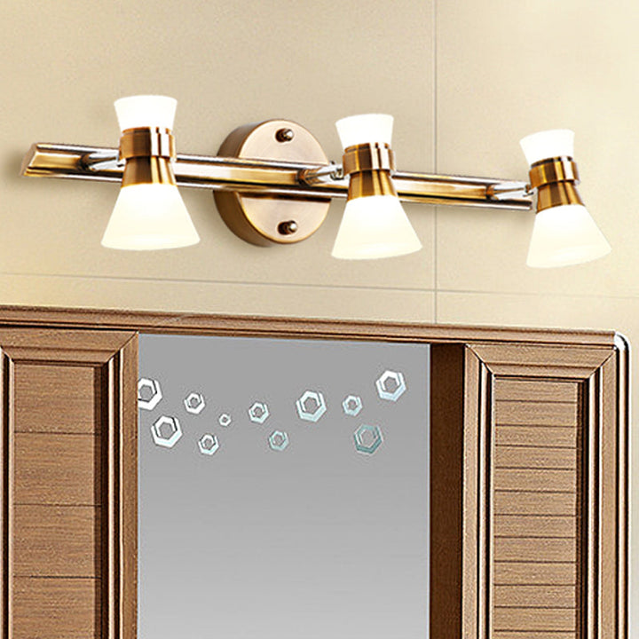 Skørter | Tilted Bathroom Wall Vanity Light Traditionalist Metal 1/2/3-Light LED Brass Wall Lighting Fixture in Warm/White Light