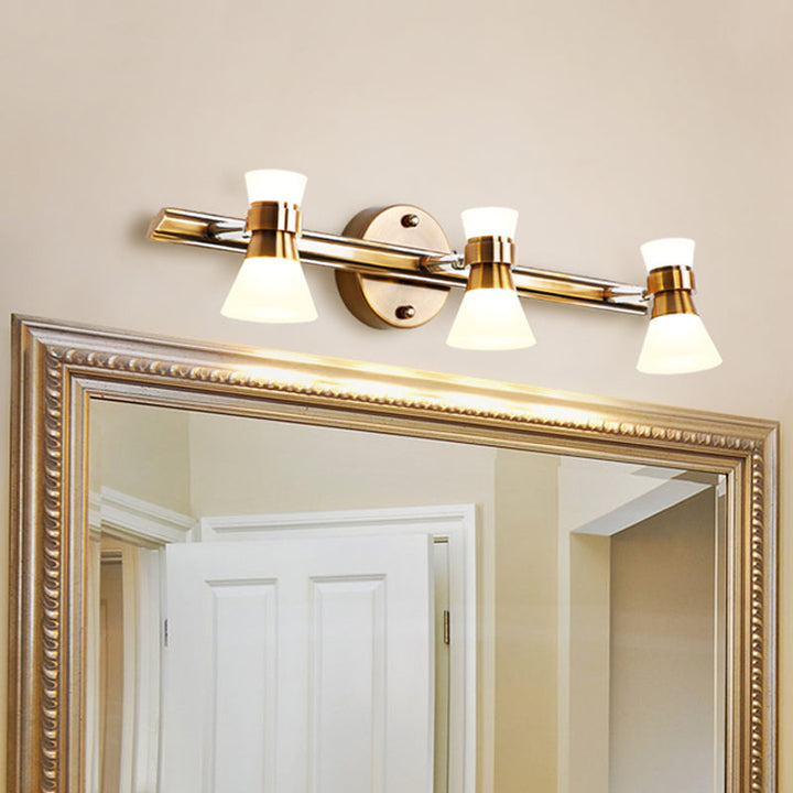 Skørter | Tilted Bathroom Wall Vanity Light Traditionalist Metal 1/2/3-Light LED Brass Wall Lighting Fixture in Warm/White Light