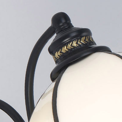 Lisslune | Tiffany Scalloped Wall Mount Light with Rectangular Backplate Speckled Glass 3 Lights Wall Lighting in White/Transparent/Blue