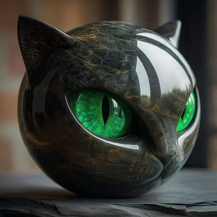 Lisslune | NoirCat Sculpture – Black Cat Head with Hypnotic Eyes