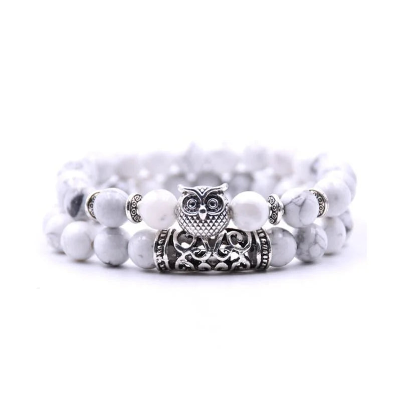 Lisslune | Owl Charm Natural Stone Bracelet