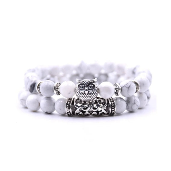 Lisslune | Owl Charm Natural Stone Bracelet