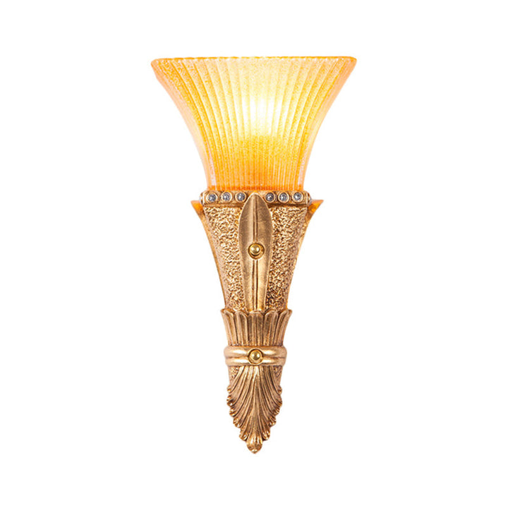 Skørter | Traditional Foldable Wall-Mounted Light 1 Light Orange Glass and Resin Wall Lamp in Gold for Hallway