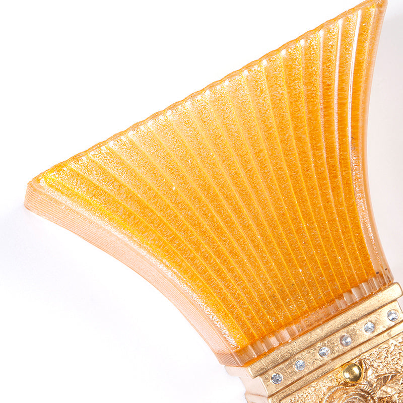 Skørter | Traditional Foldable Wall-Mounted Light 1 Light Orange Glass and Resin Wall Lamp in Gold for Hallway