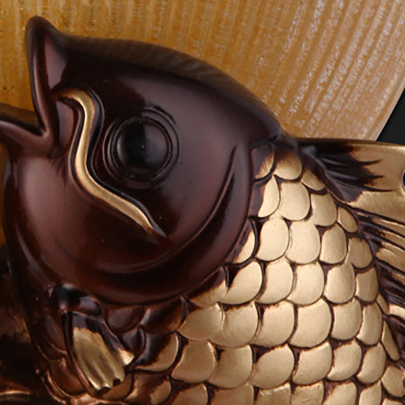 Skørter | Goldfish Wall Mounted Lighting Lodge Style Resin 1 Lamp Bedroom Wall Lamp with Yellow Ribbed Glass Bowl Shade