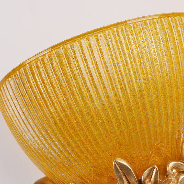 Skørter | Bowl Amber Glass Wall Mount Lamp Modernist Style 10"/13" B 1 Head Living Room Wall Light with Golden Swan Design