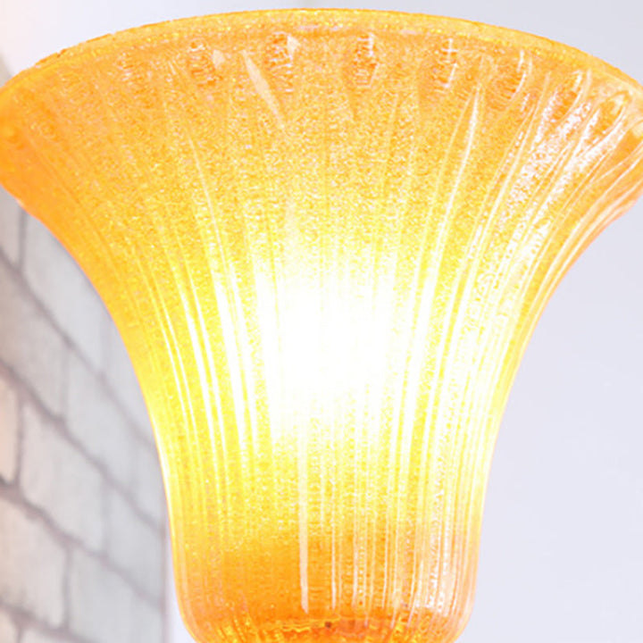 Skørter | Elephant Corridor Wall Lamp Fixture Retro Stylish Resin 1 Bulb Golden Wall Mount Lamp with Bell Amber Glass Shade