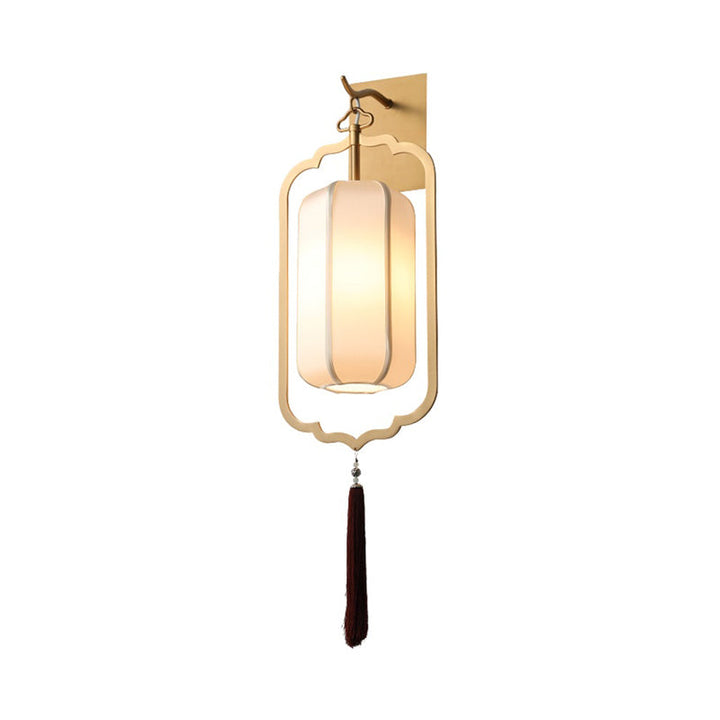 Skørter | Metal Lantern Wall Lamp Traditional Style 1 Light Nightstand Wall-Mounted Lamp in Gold