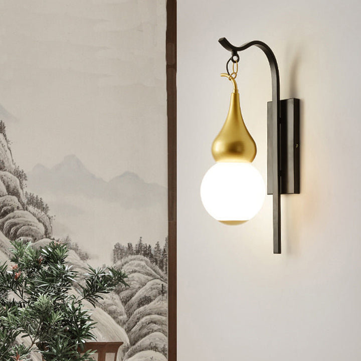 Skørter | Black 1 Light Wall Mount Lamp Classic Style Metal Pumpkin Shaped Wall Light for Nightstand