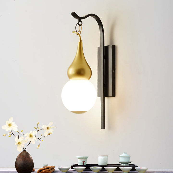 Skørter | Black 1 Light Wall Mount Lamp Classic Style Metal Pumpkin Shaped Wall Light for Nightstand