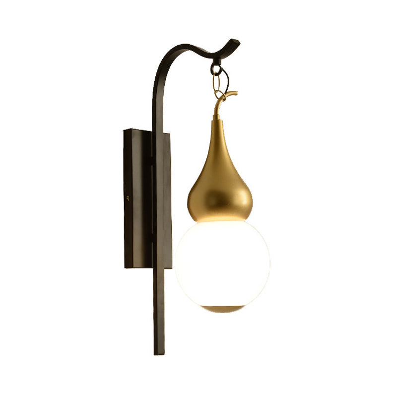 Skørter | Black 1 Light Wall Mount Lamp Classic Style Metal Pumpkin Shaped Wall Light for Nightstand