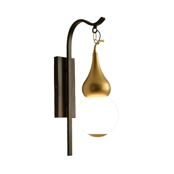 Skørter | Black 1 Light Wall Mount Lamp Classic Style Metal Pumpkin Shaped Wall Light for Nightstand