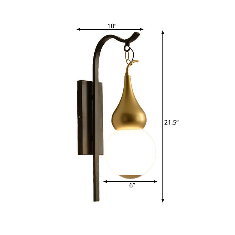Skørter | Black 1 Light Wall Mount Lamp Classic Style Metal Pumpkin Shaped Wall Light for Nightstand