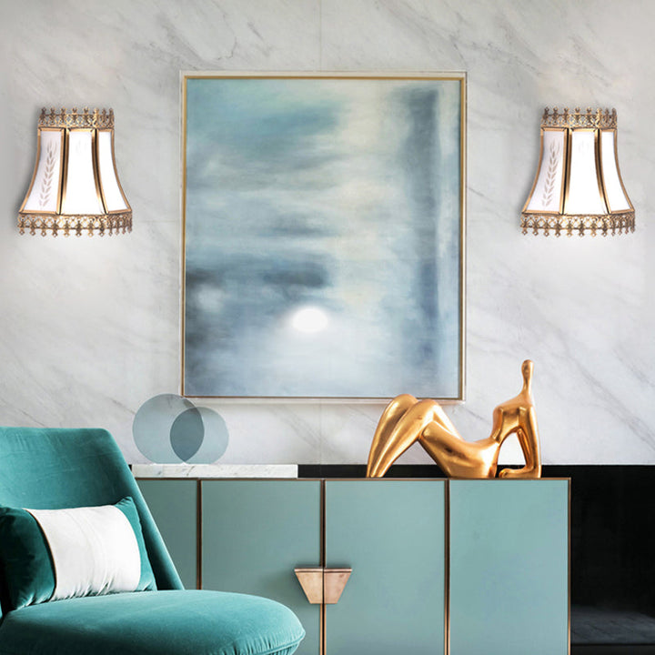 Skørter | Empire White Glass Wall Lamp Retro 1 Head Living Room Ceiling Lamp