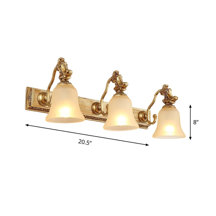 Skørter | White frosted Glass Bell Wall mounted Lamp Traditional 1/2/3 Heads Bathroom Vanity Lighting Fixture in Brass