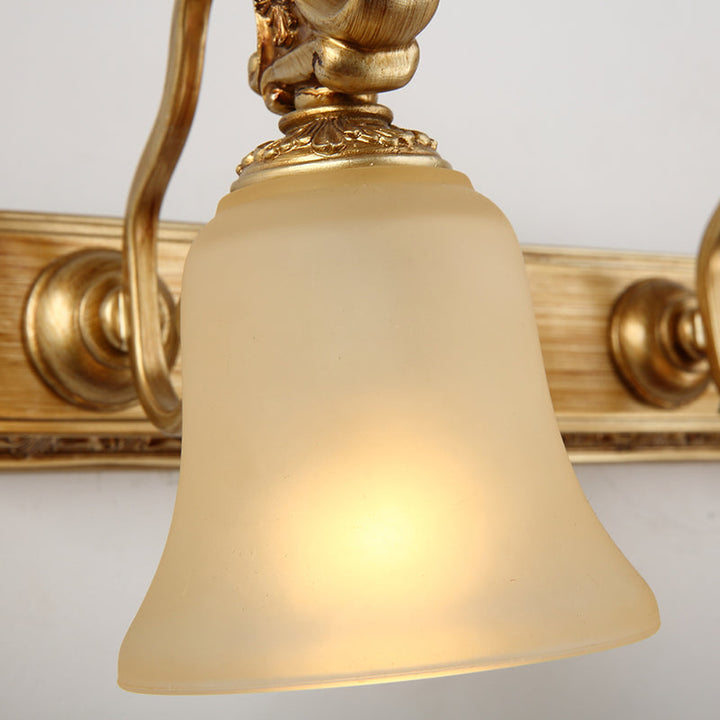 Skørter | White frosted Glass Bell Wall mounted Lamp Traditional 1/2/3 Heads Bathroom Vanity Lighting Fixture in Brass
