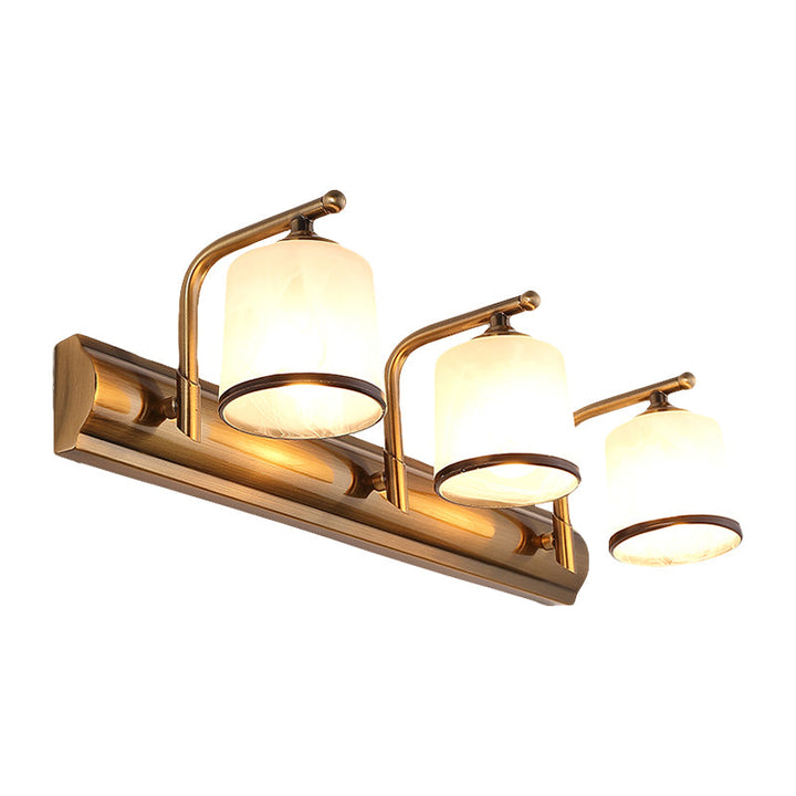 Skørter | 2/3 Lamps Cylinder Wall Mounted Lighting Vintage Gold Finish Opal Blown Glass Wall Lighting