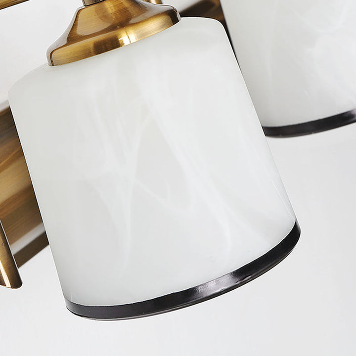 Skørter | 2/3 Lamps Cylinder Wall Mounted Lighting Vintage Gold Finish Opal Blown Glass Wall Lighting