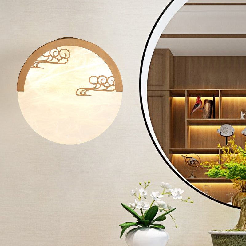 Skørter | 8"/9" H 1 Light Round Wall Mounted Light Traditional White Acrylic Wall Lamp for Dining Room