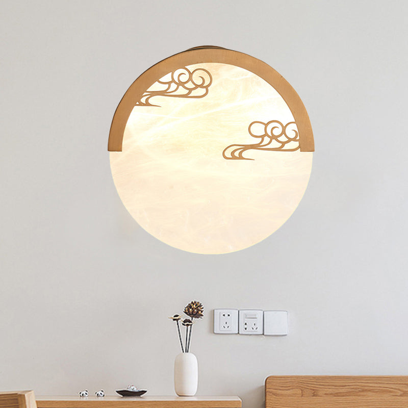 Skørter | 8"/9" H 1 Light Round Wall Mounted Light Traditional White Acrylic Wall Lamp for Dining Room
