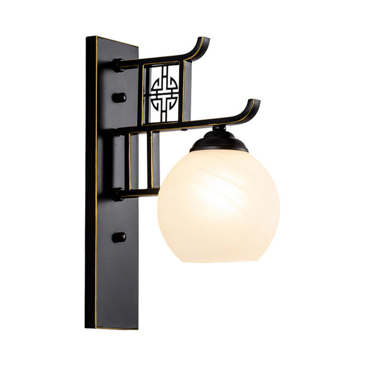 Skørter | Spherical Company Sconces Light Fixture Classic Opal Glass 1 Light Black Wall Mounted Lamp
