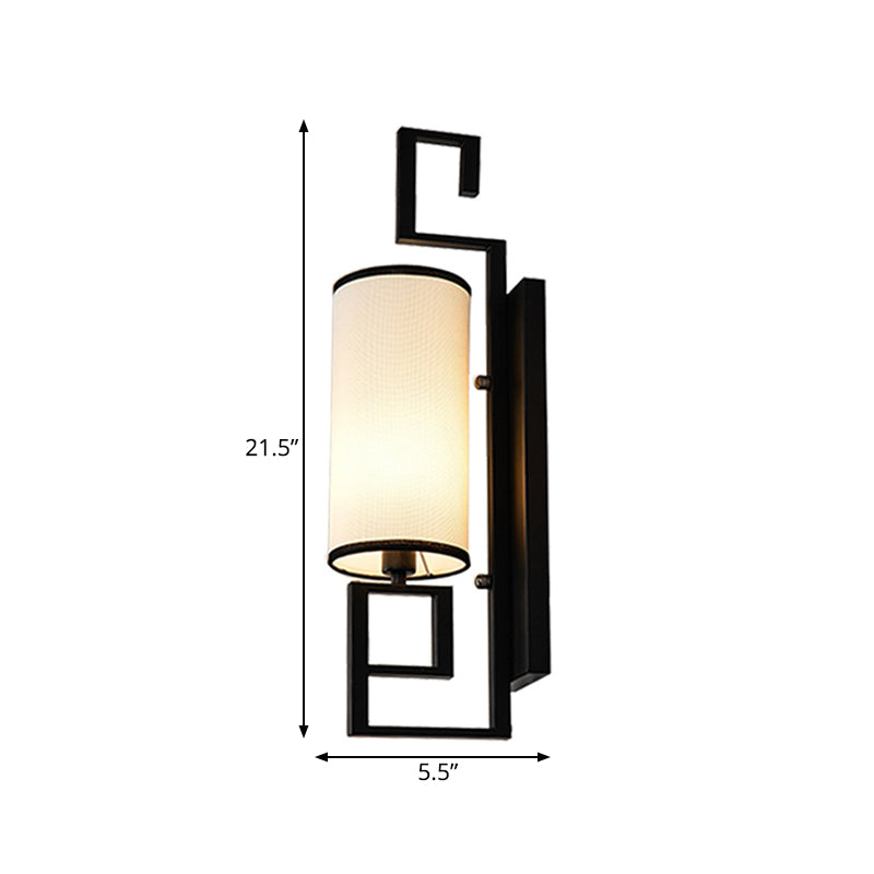Skørter | 1 Light Wall Lamp Lighting Fixture Classic Cylinder Metal Wall Mounting Lighting in Black/Gold with Fabric Shade