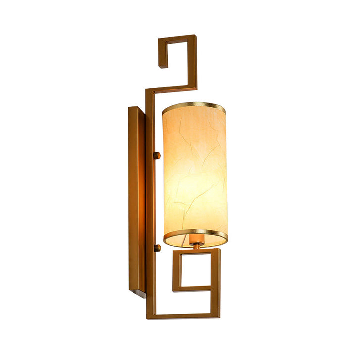 Skørter | 1 Light Wall Lamp Lighting Fixture Classic Cylinder Metal Wall Mounting Lighting in Black/Gold with Fabric Shade