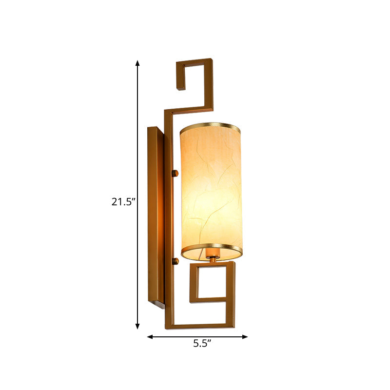 Skørter | 1 Light Wall Lamp Lighting Fixture Classic Cylinder Metal Wall Mounting Lighting in Black/Gold with Fabric Shade