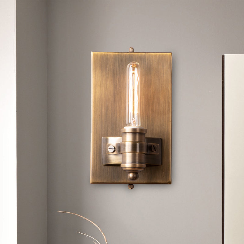 Skørter | 1/2 Heads Bare Bulb Wall Light Vintage Bronze Metal Wall Mount Lamp Fixture with Rectangular Back Plate