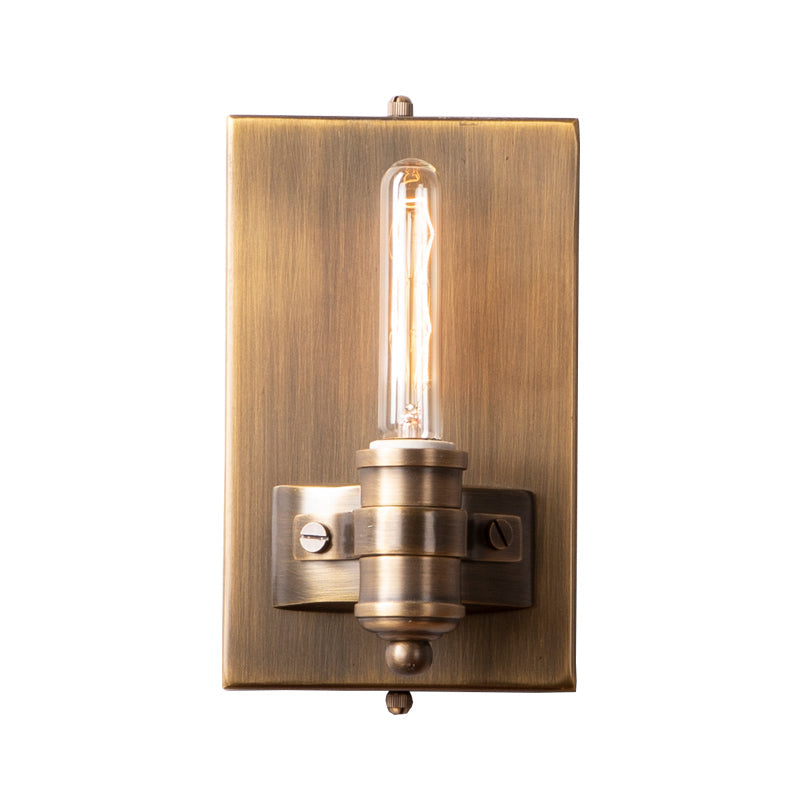 Skørter | 1/2 Heads Bare Bulb Wall Light Vintage Bronze Metal Wall Mount Lamp Fixture with Rectangular Back Plate