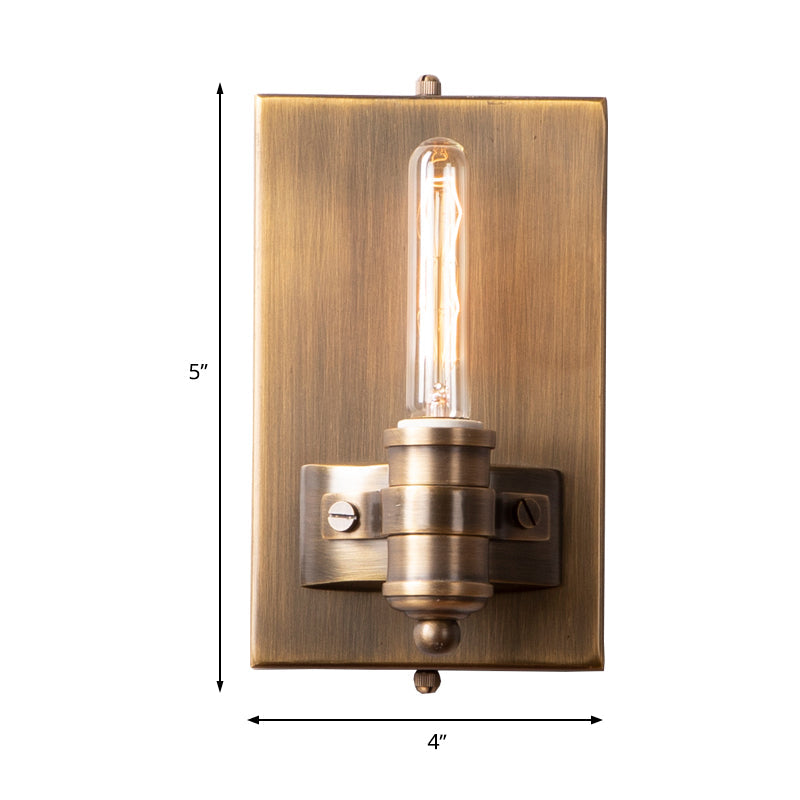 Skørter | 1/2 Heads Bare Bulb Wall Light Vintage Bronze Metal Wall Mount Lamp Fixture with Rectangular Back Plate