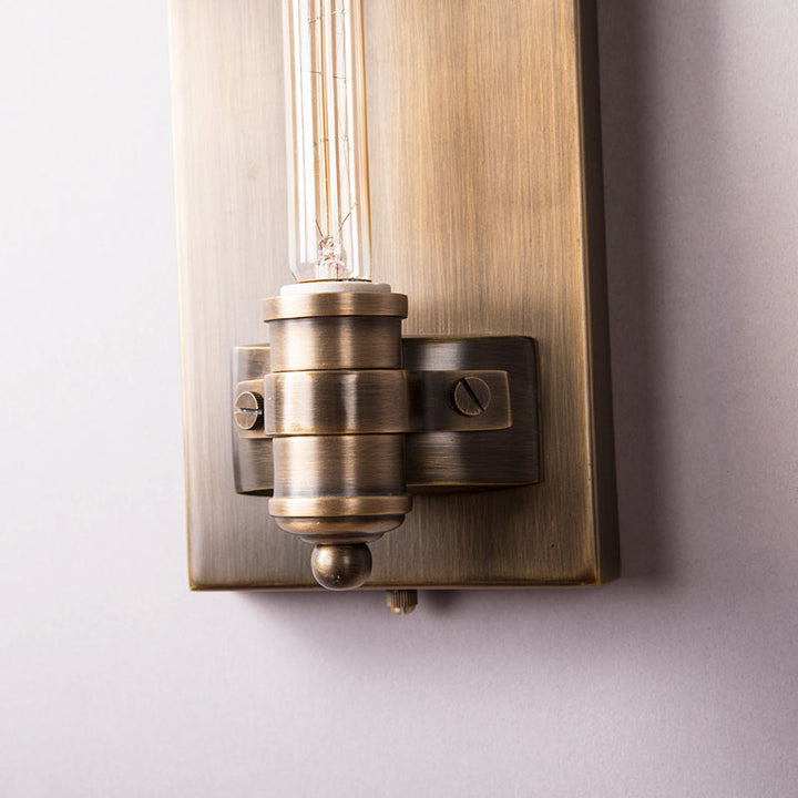 Skørter | 1/2 Heads Bare Bulb Wall Light Vintage Bronze Metal Wall Mount Lamp Fixture with Rectangular Back Plate