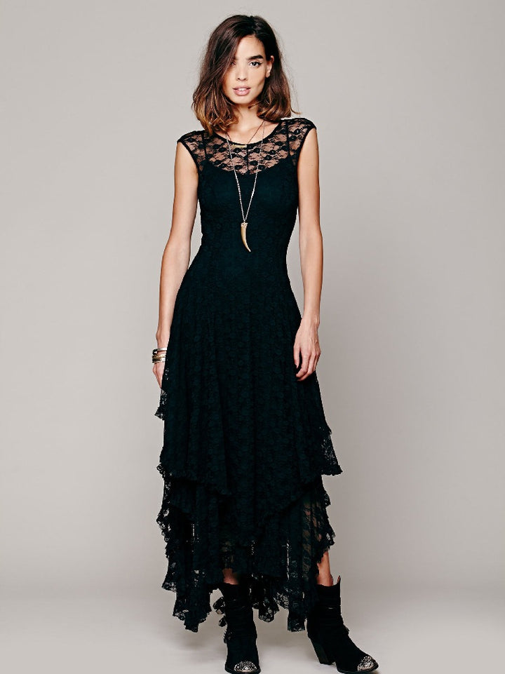 Ladies festive dress with voluminous skirt and sophisticated ruffle details
