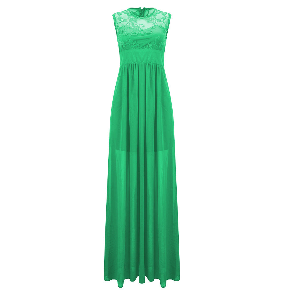 Women's evening dress with floral lace and flared skirt Lisslune