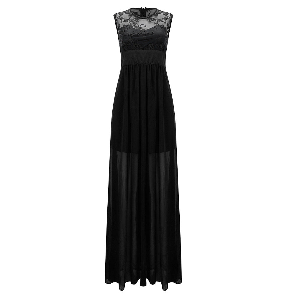 Women's evening dress with floral lace and flared skirt Lisslune