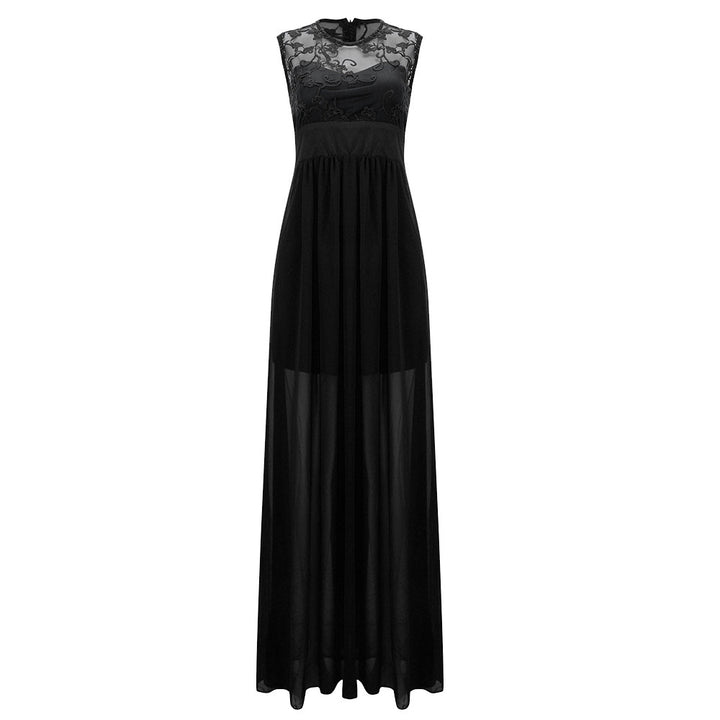 Women's evening dress with floral lace and flared skirt Lisslune