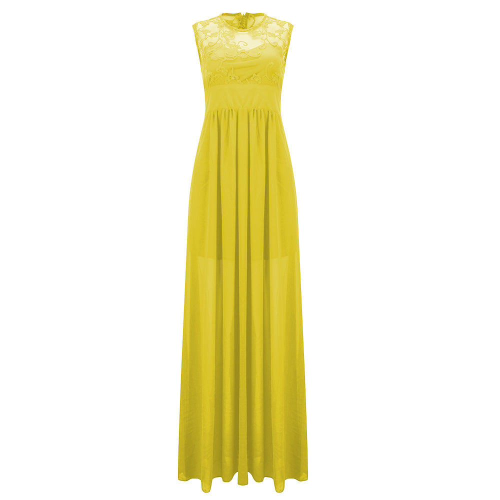 Women's evening dress with floral lace and flared skirt Lisslune
