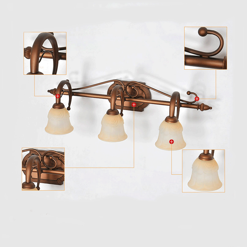 Skørter | 2/3/4 Light Bell Vanity Lamp Vintage Style White Glass Wall Lamp Fixture for Bathroom