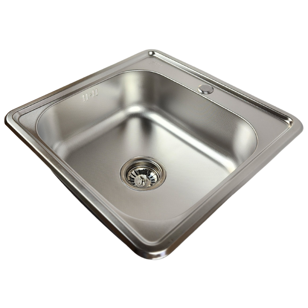 Lisslune | Single Basin Kitchen Sink Micro Len 48x48 + Trap