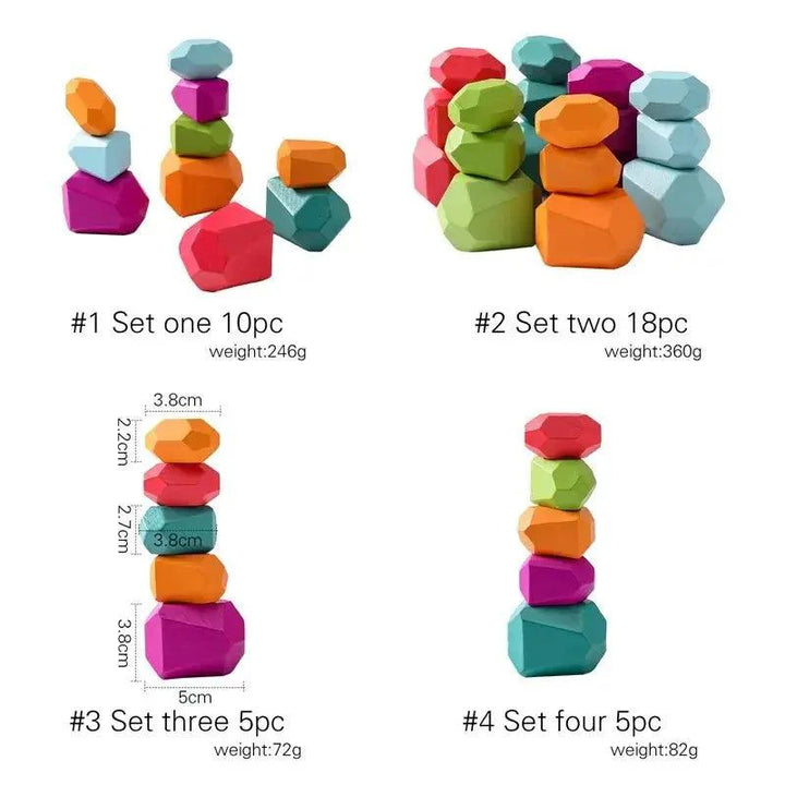 Lisslune | Colorful Wooden Building Blocks Set for Creative Learning and Logical Development