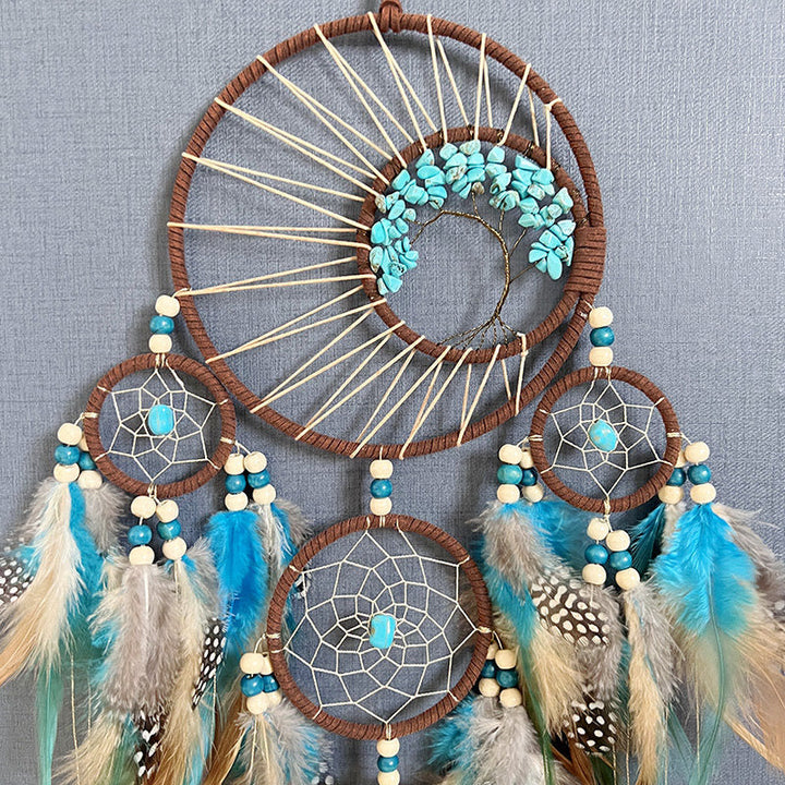 Lisslune | Turquoise Tree of Life Feather Dreamcatcher
