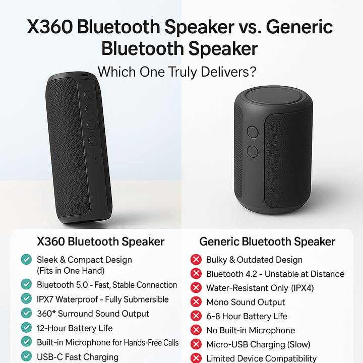 Lisslune | Best Waterproof Bluetooth Wireless Speaker x360 Compact Small