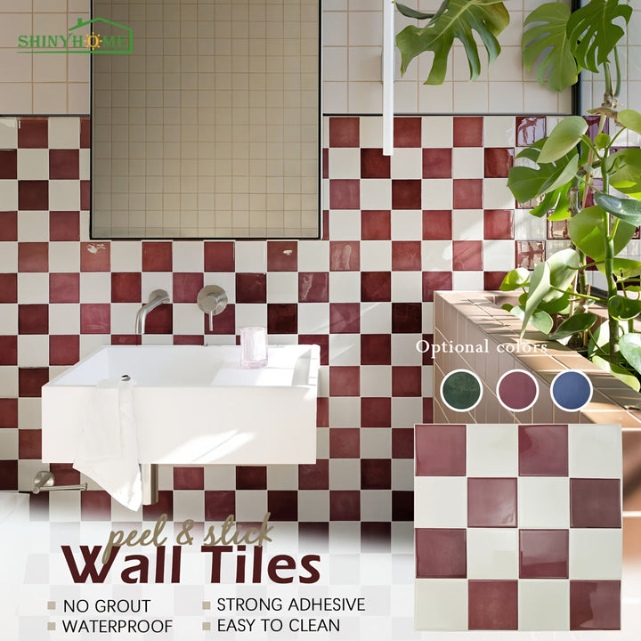 Rynx | 10/30 pieces self-adhesive tile] 10/30 pieces self-adhesive bathroom wall tile, self-adhesive kitchen splash, 10.5 inches * 10.5 inches waterproof and oil-resistant splash guard, easy-to-apply adhesive for kitchen, bathroom, walls & RVs