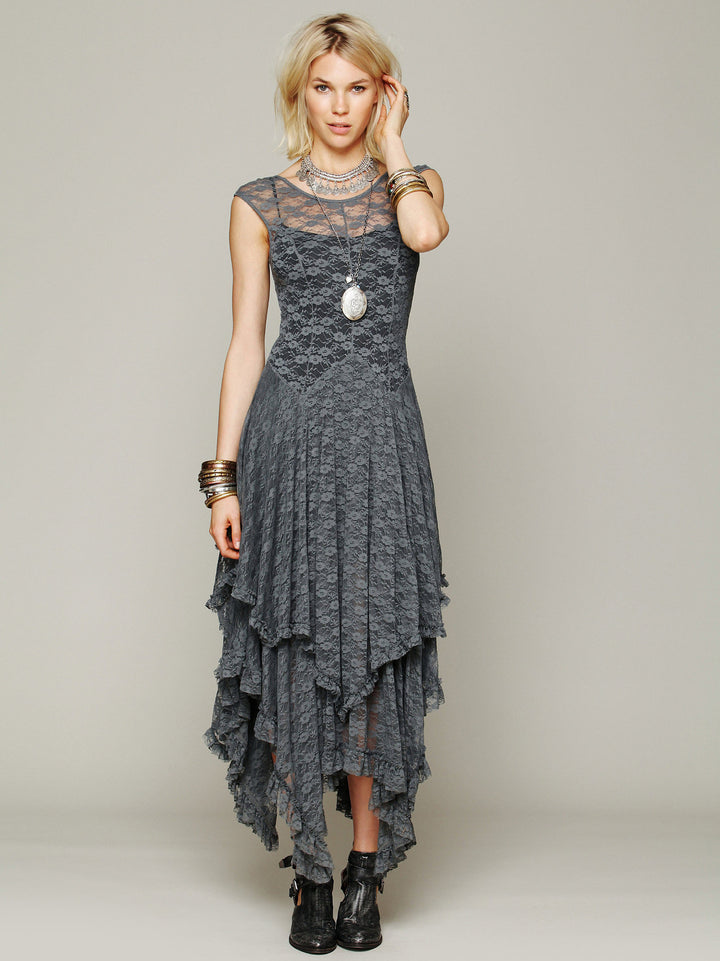 Ladies festive dress with voluminous skirt and sophisticated ruffle details