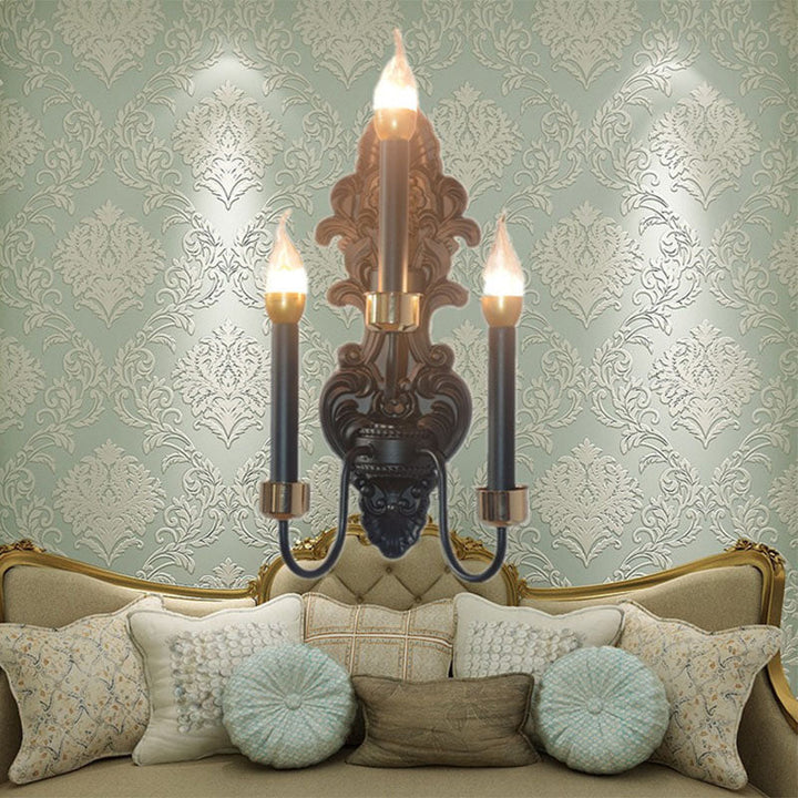 Skørter | 3 Lamps Metal Wall Mount Lighting Rural Black Candle Living Room Ceiling Wall Lamp