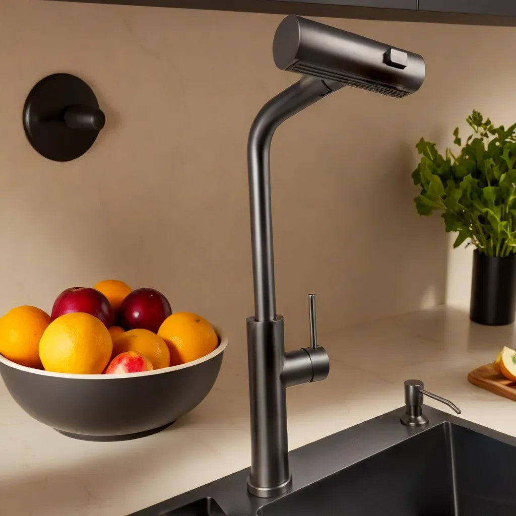 Lisslune | Kitchen faucet, JF-8012B GRAPHITE Pull-out tap, waterfall, 3 modes